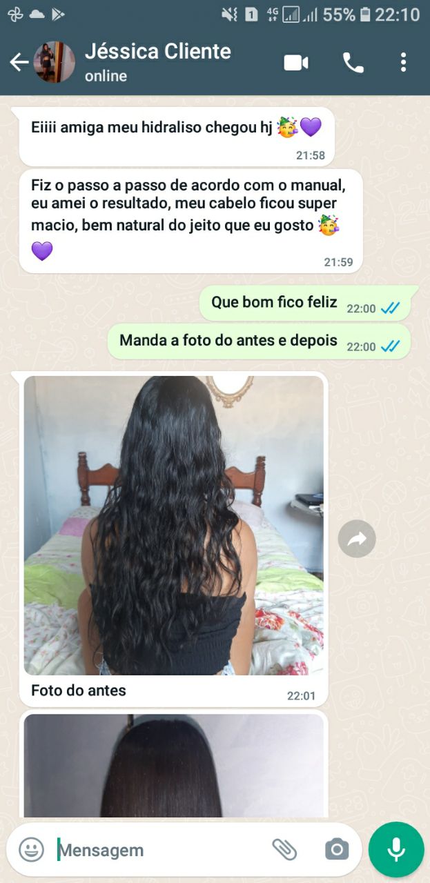 Depoimento de Jéssica sobre a experiência com Hidraliso